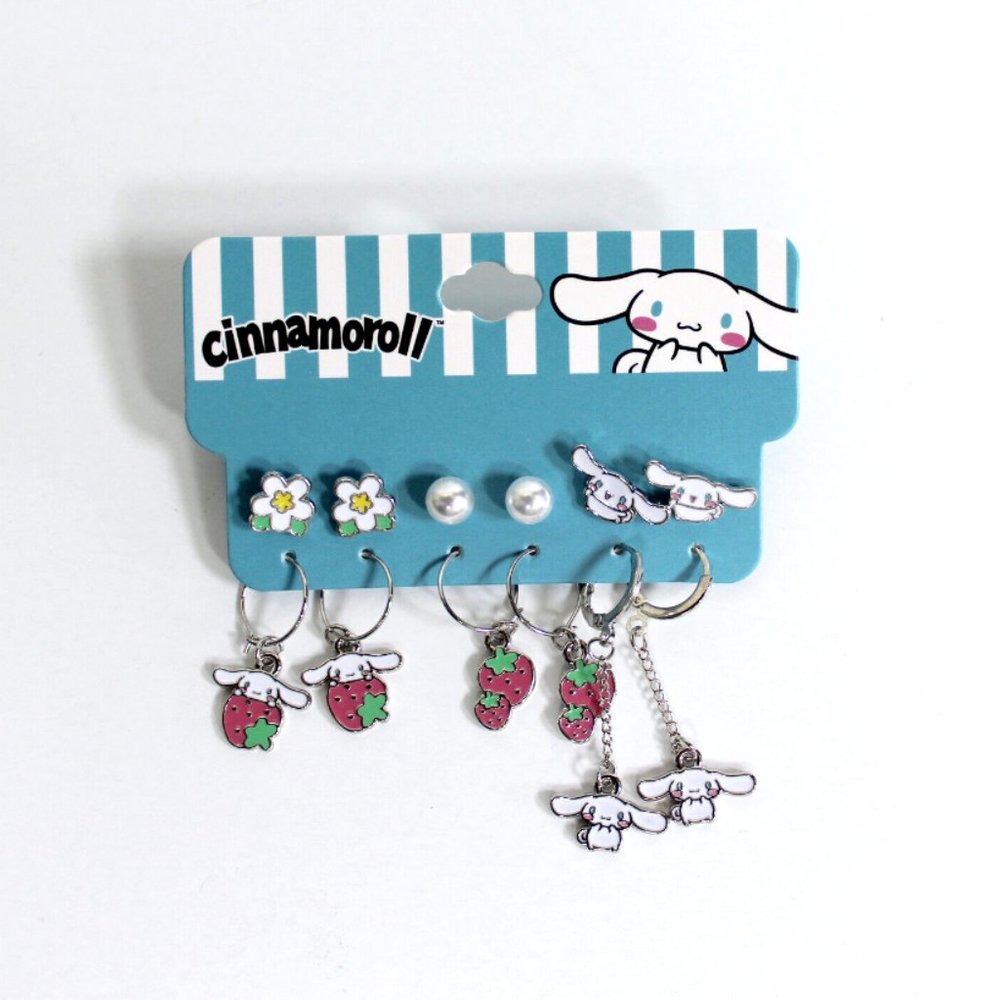 Sanrio Cinnamoroll Strawberry Charm Hoops Earring Set of 6 Pairs